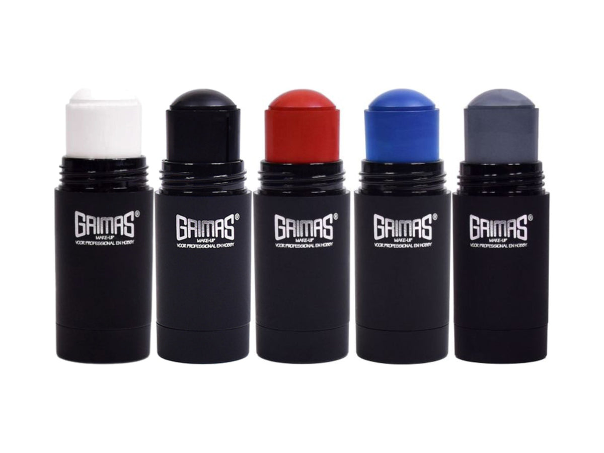 Grimas Covercream Pure 16ml sticks in white, black, deep red, dark blue and dark grey
