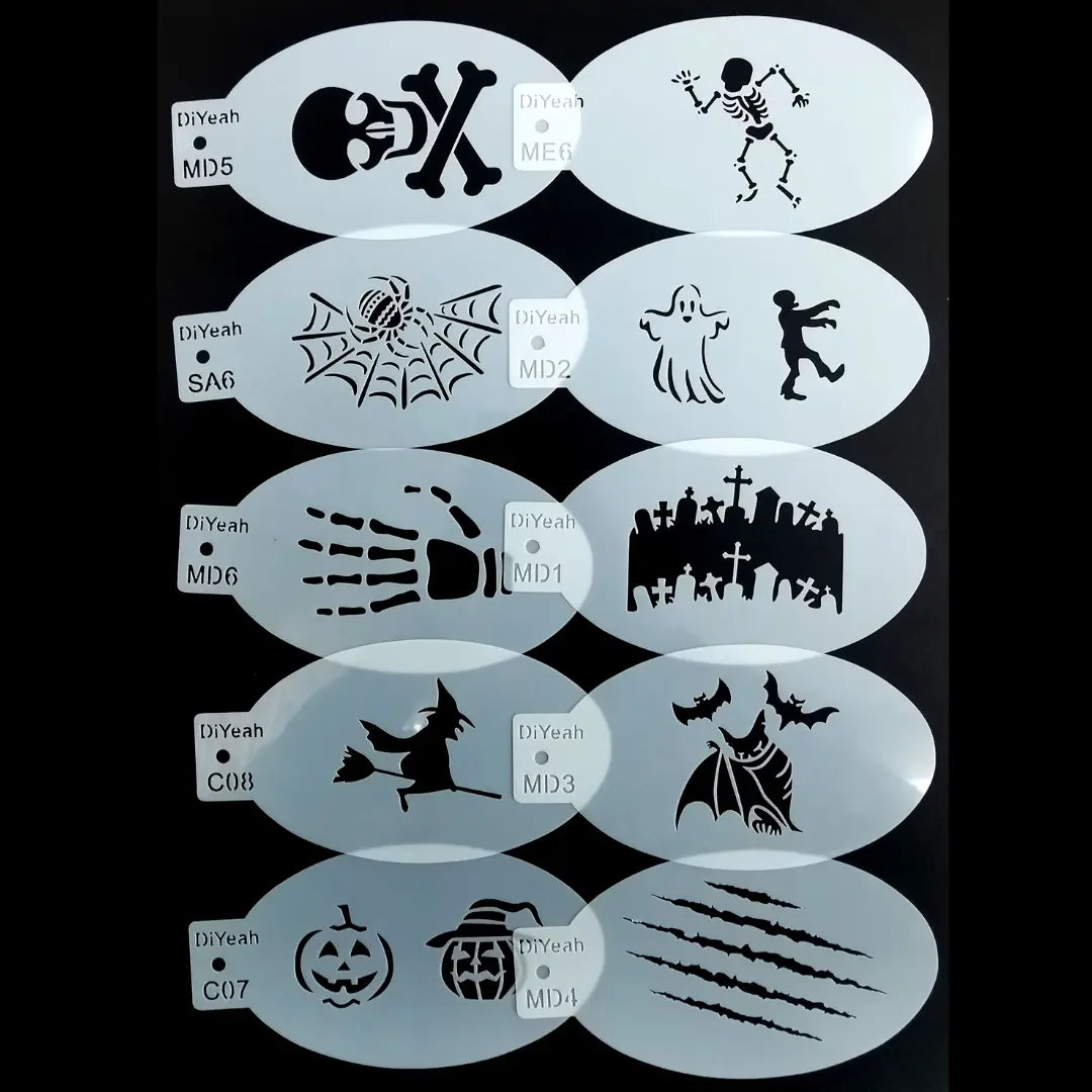 Halloween and scary face painting stencils at The Face Paint Shop
