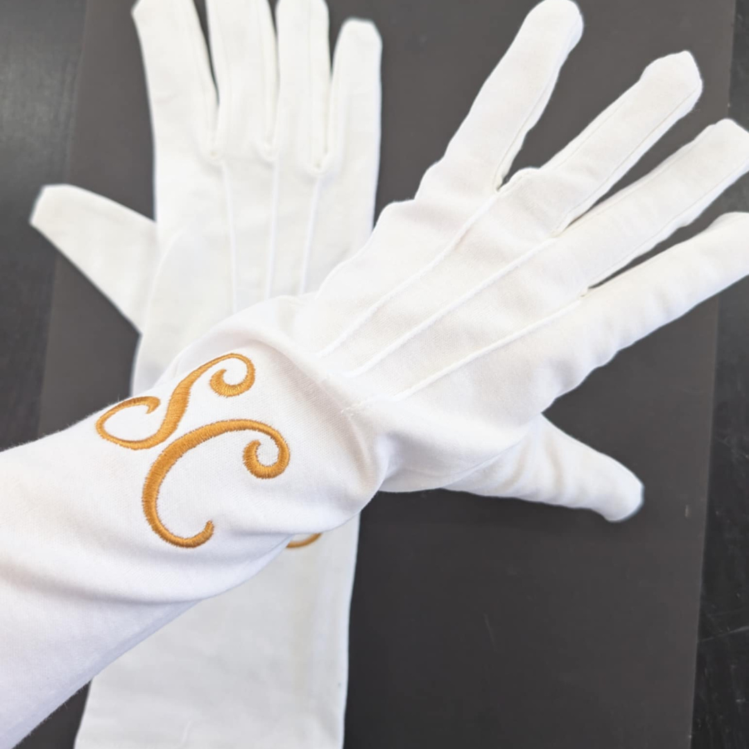 Santa Claus Long White Gloves with embroidered SC Logo