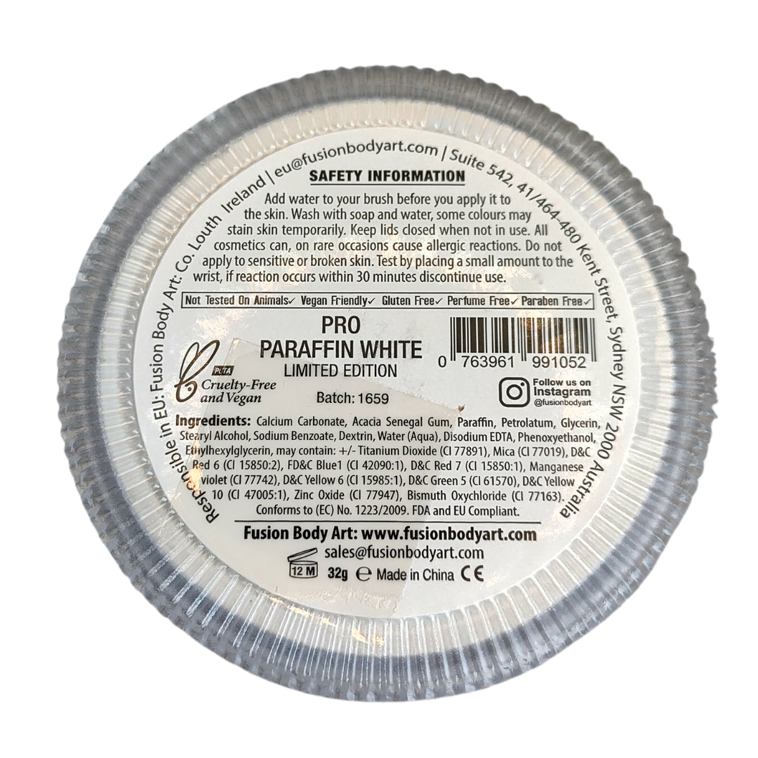 Fusion Body Art Face Paint Cake Prime - Pro Paraffin White 32g