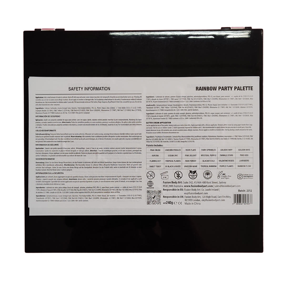 Fusion Glitter Cream & One stroke Palette - Rainbow Party