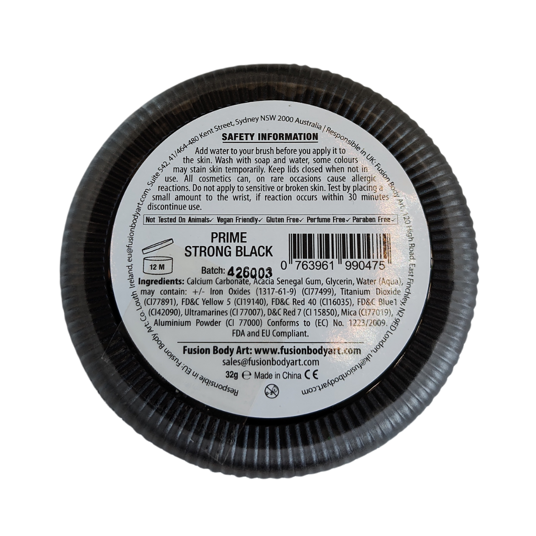 Fusion Body Art Face Paint Cake Prime - Strong Black 32g