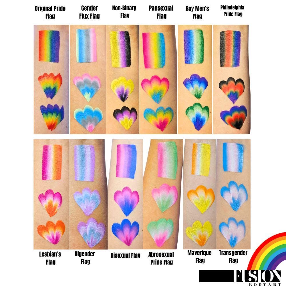 Fusion Body Art Pride Face Paint Palette Swatches