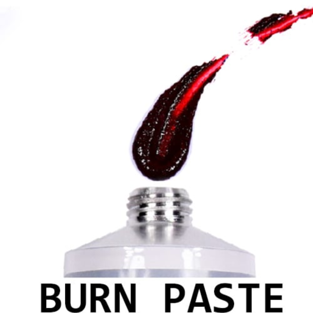 Grimas Burn Paste 60ml open tub showing deep red paste