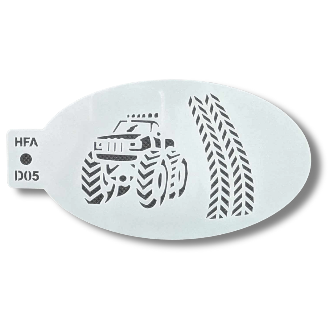 Face Painting Stencil - D05 Monster Truck & Tire Tread