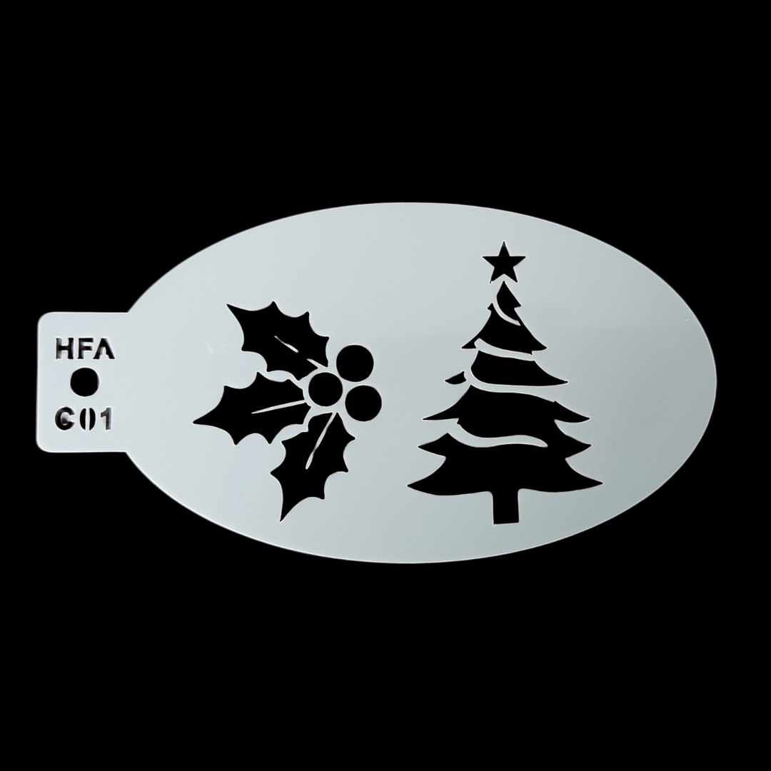Face Painting Stencil - C01 Holly & Tree