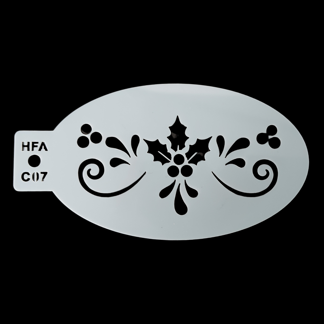 Face Painting Stencil - C07 Festive Holly Crown