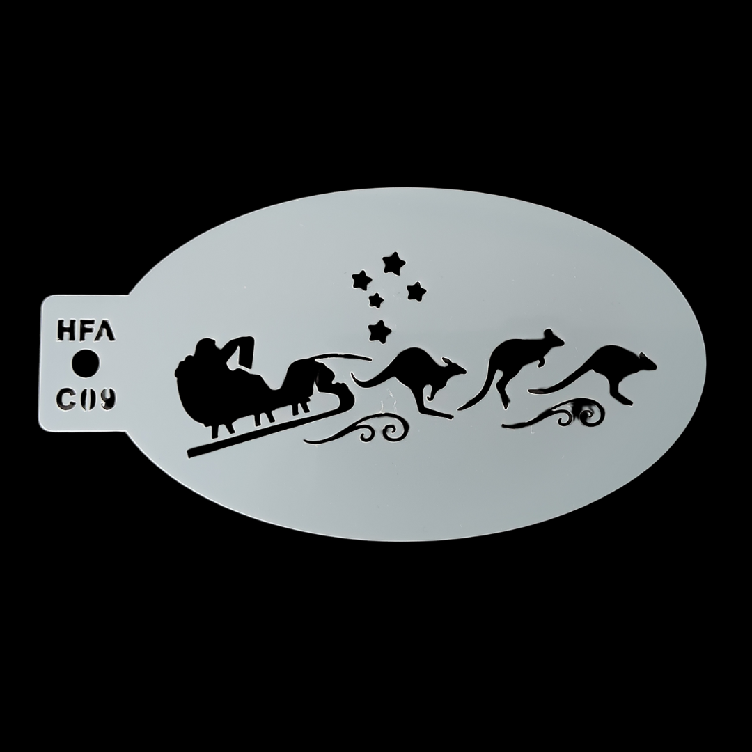 Face Painting Stencil - C09 Santa's Aussie Sleigh