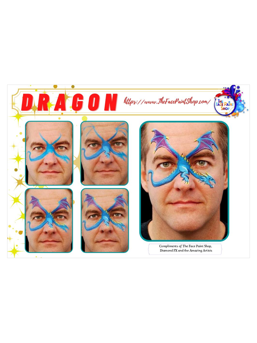 Dragon free step by step face painting design guide from The Face Paint Shop