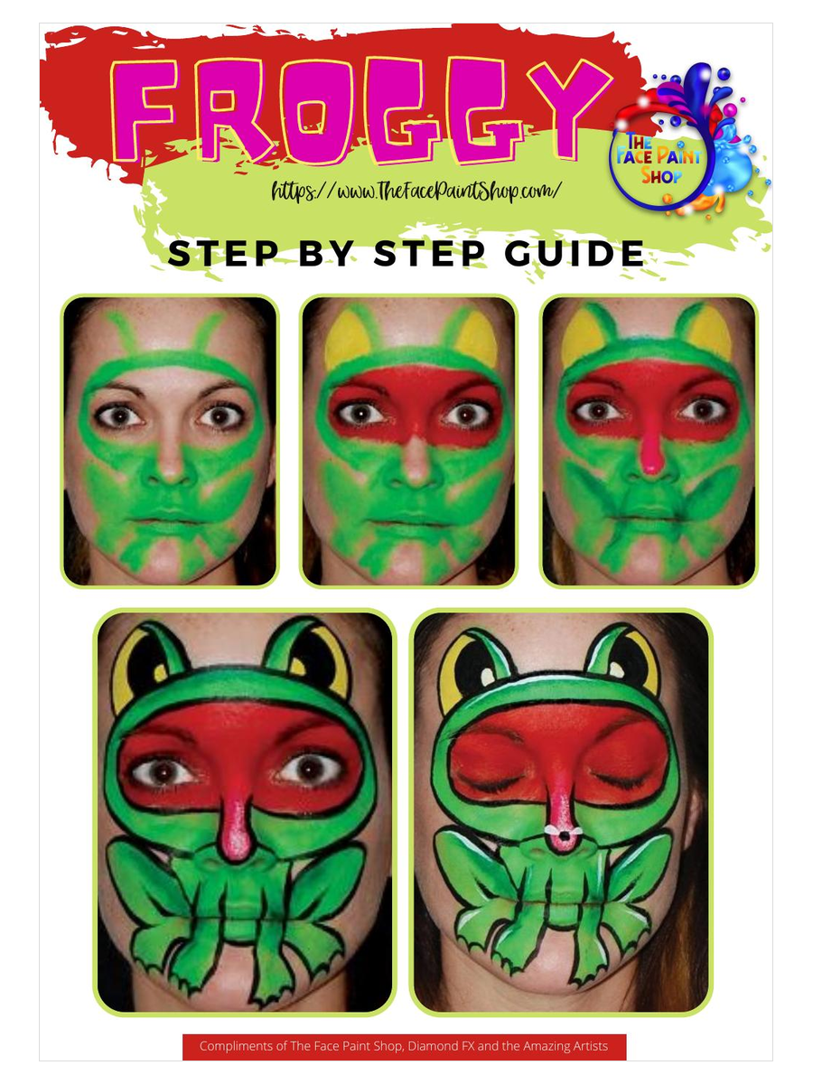 Froggy free step by step face painting design guide from The Face Paint Shop