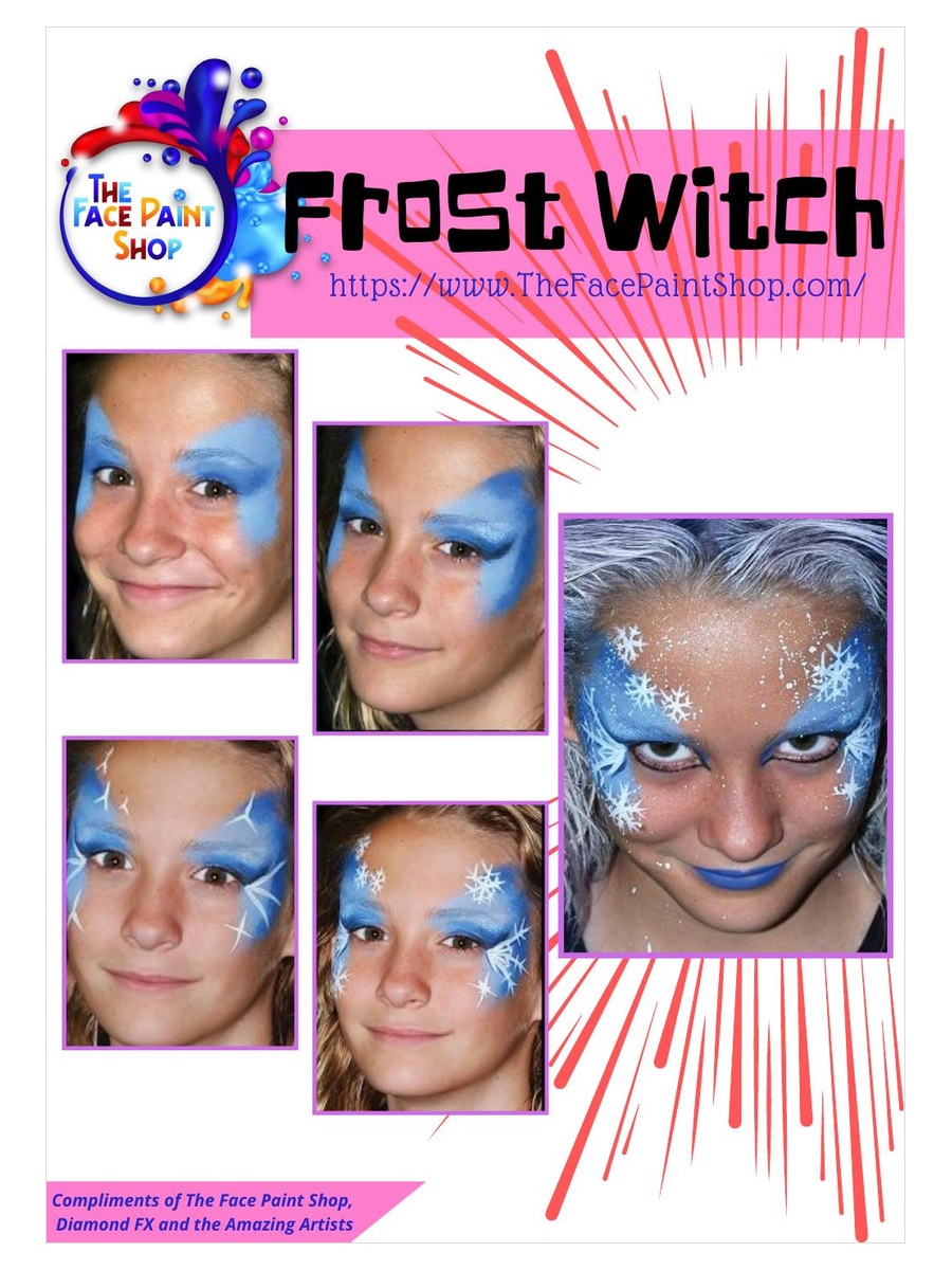 Frost Witch free step by step face painting design guide from The Face Paint Shop