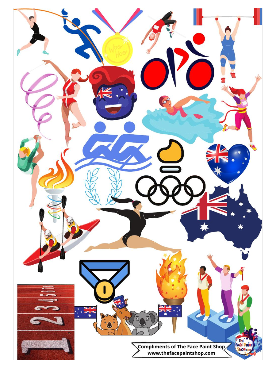 Olympics and Sport Inspirations free downloadable face painting mood board from The Face Paint Shop