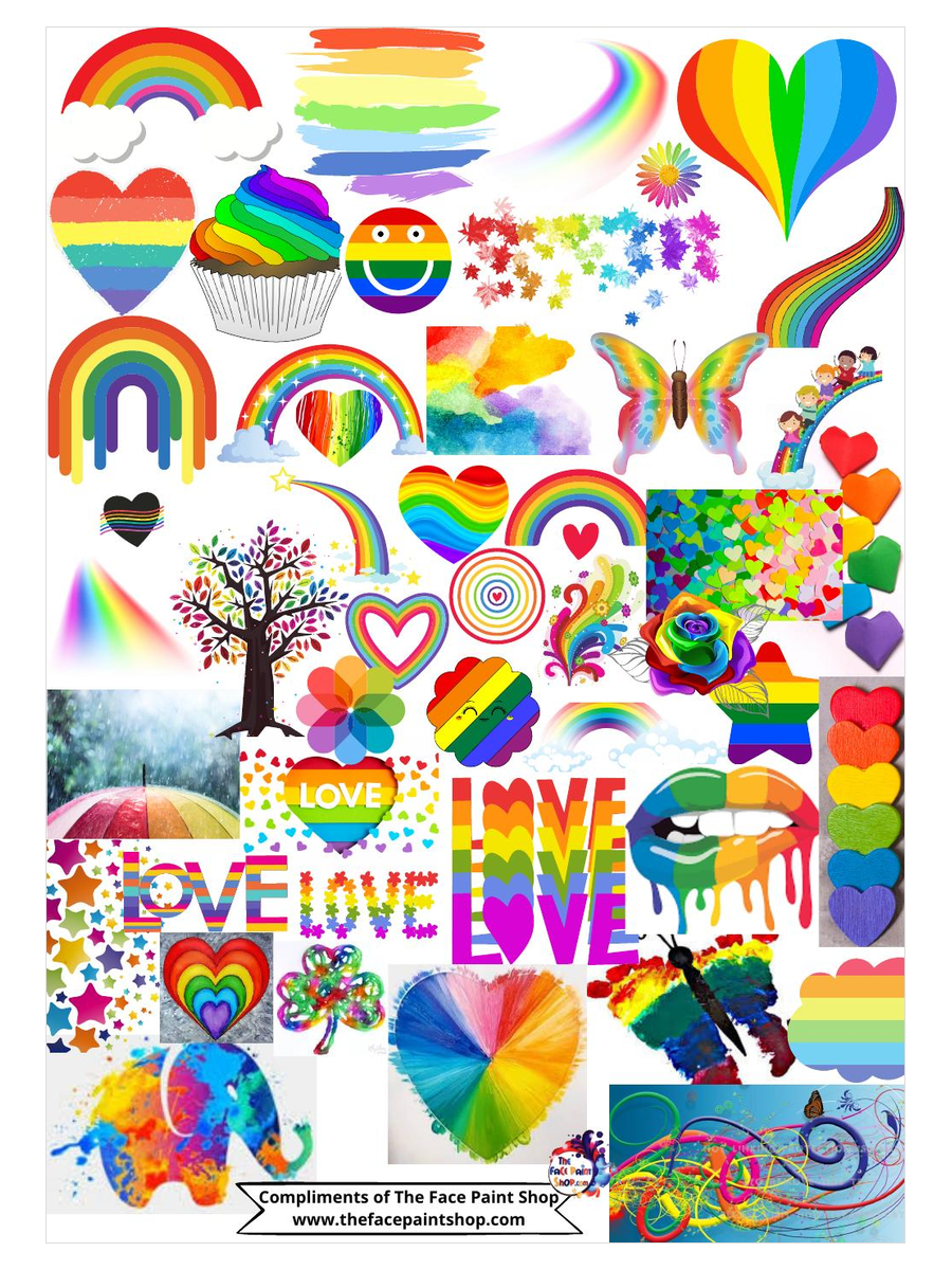 Rainbows Inspirations free downloadable face painting mood board from The Face Paint Shop