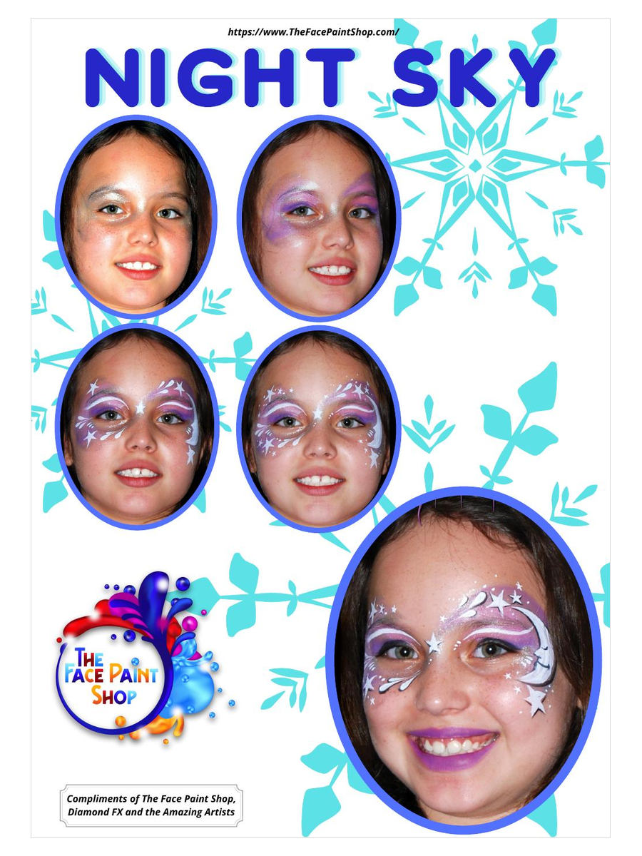 Night Sky free step by step face painting design guide from The Face Paint Shop