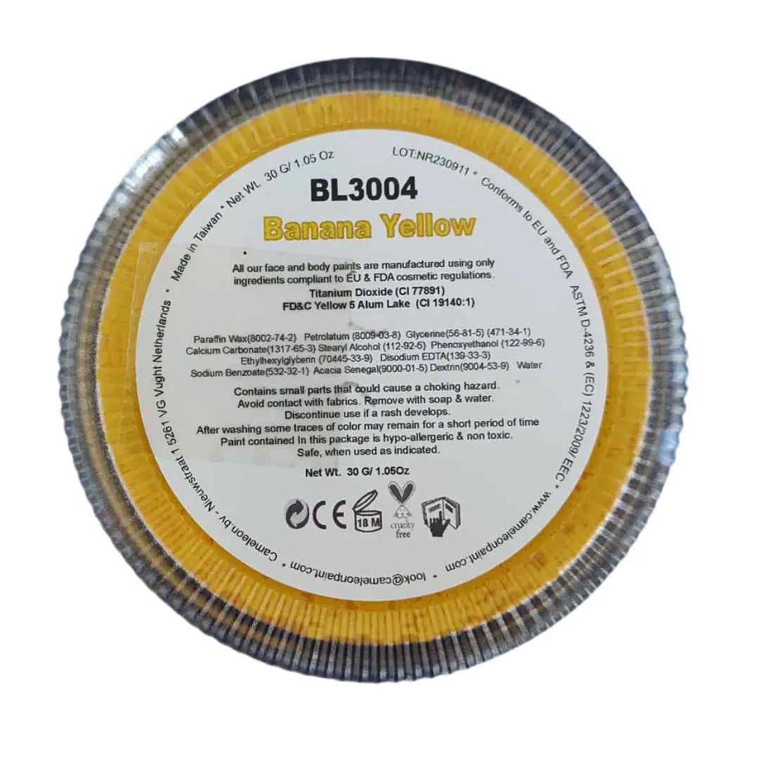 Buy Cameleon Base Line 32g - Banana Yellow and professional face & body paint for beginners in Australia. Where to buy face paint near me.