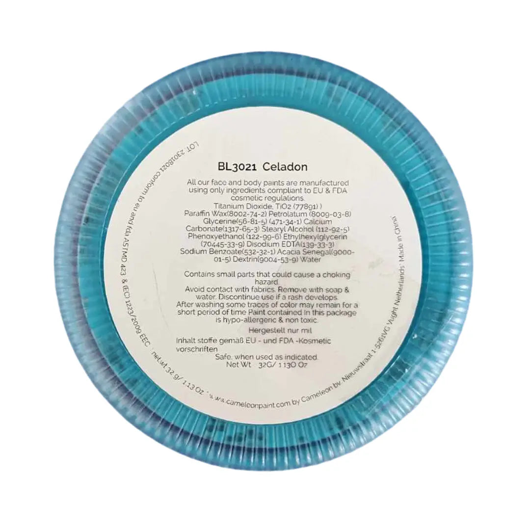 Buy Cameleon Base Line 32g - Celedon Teal and professional face & body paint for beginners in Australia. Where to buy face paint near me.