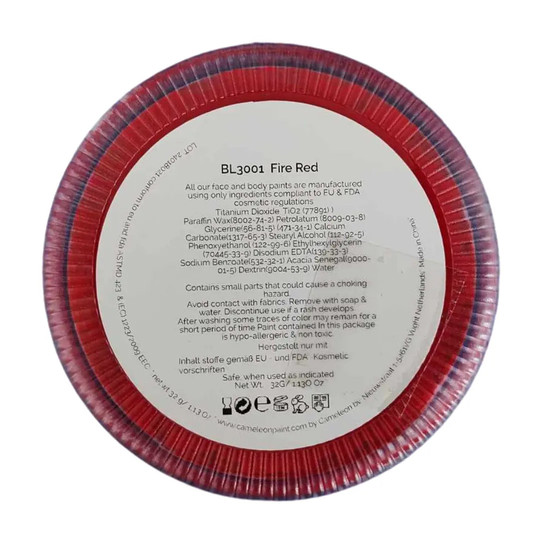 Buy Cameleon Base Line 32g - Fire Red and professional face & body paint for beginners in Australia. Where to buy face paint near me.