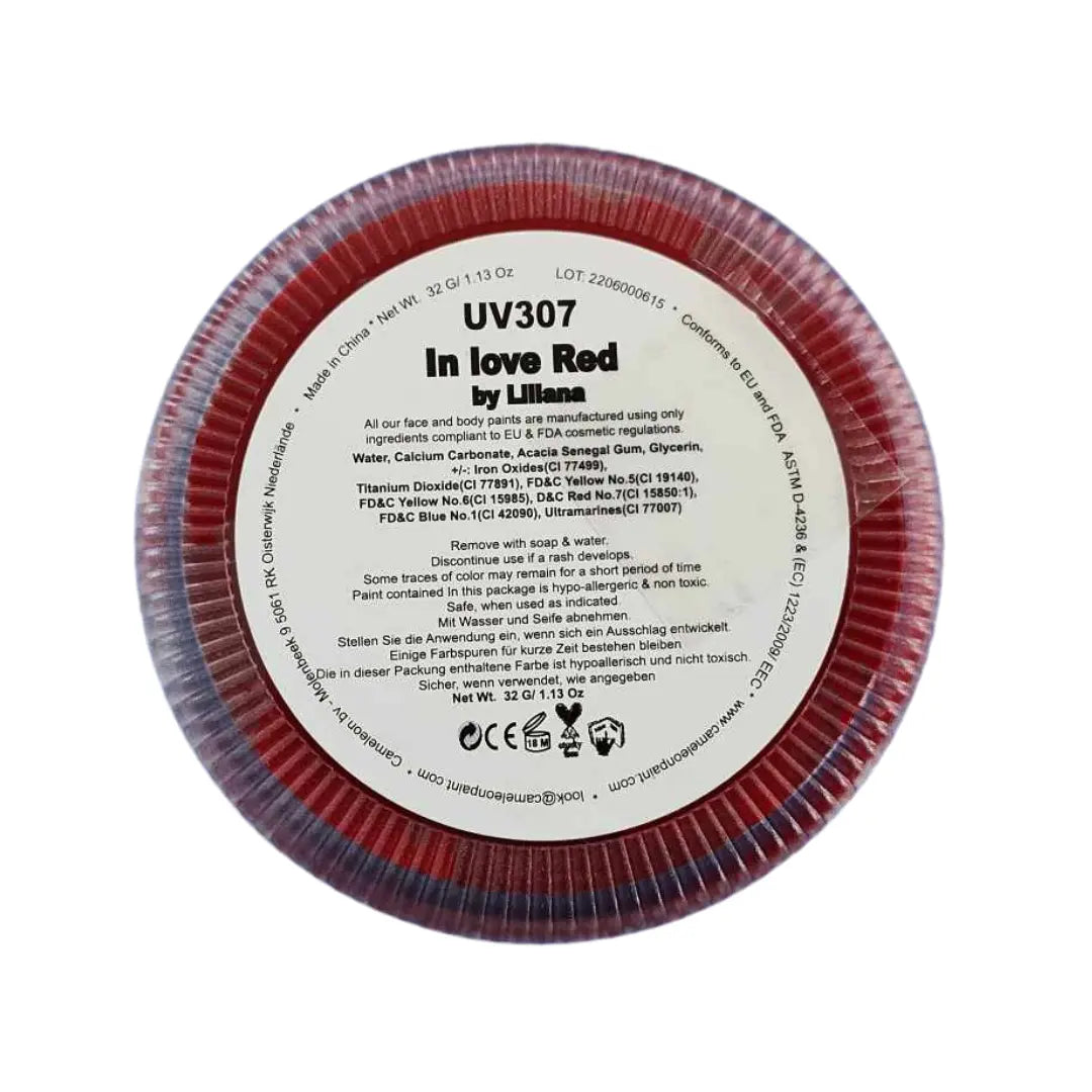 Buy Cameleon Base Line UV 32g - In Love Red and professional face & body paint for beginners in Australia. Where to buy face paint near me.
