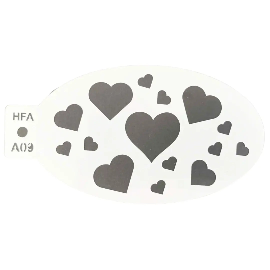 Buy Face Painting Stencil - A09 Hearts 2.0 and professional face & body paint for beginners in Australia. Where to buy face paint near me.