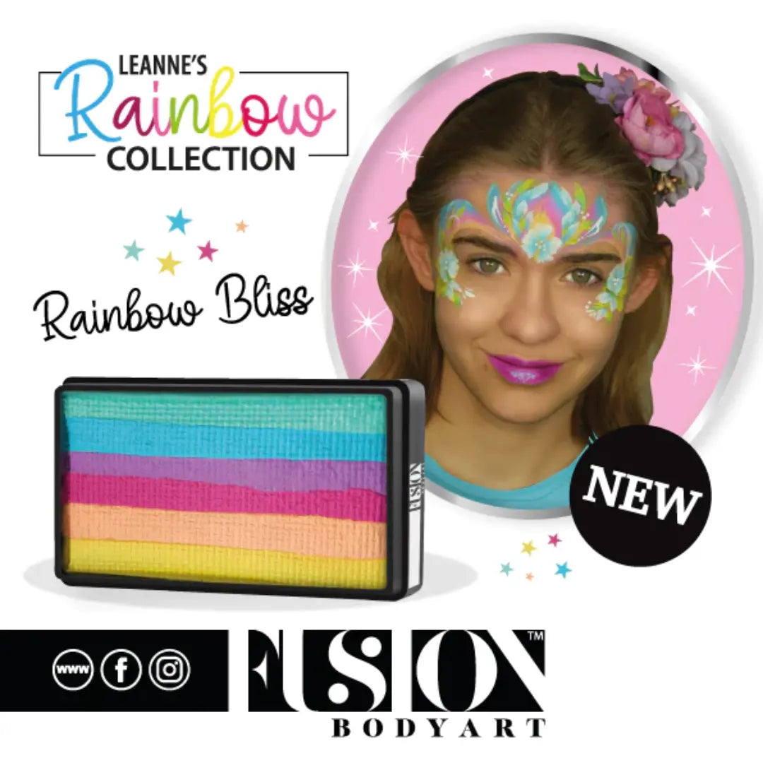 Buy Fusion Body Art Leanne's Collection - LEANNE'S RAINBOW BLISS 30g and professional face & body paint for beginners in Australia. Where to buy face paint near me.