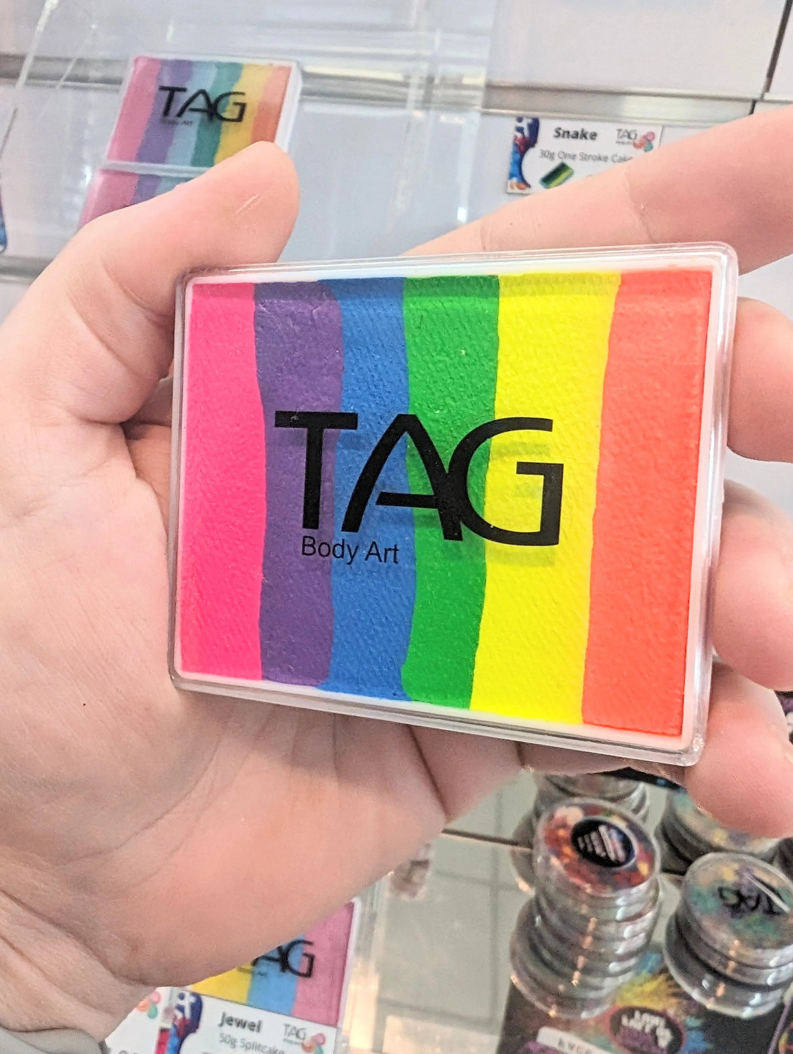Buy TAG Body Art 50g Splitcake - Neon Rainbow and professional face & body paint for beginners in Australia. Where to buy face paint near me.