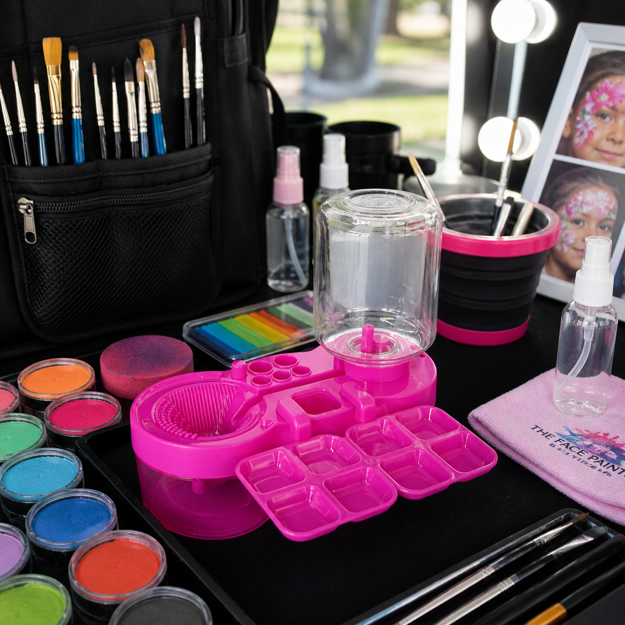 Face Paint Brush Cleaner With Side Attachment