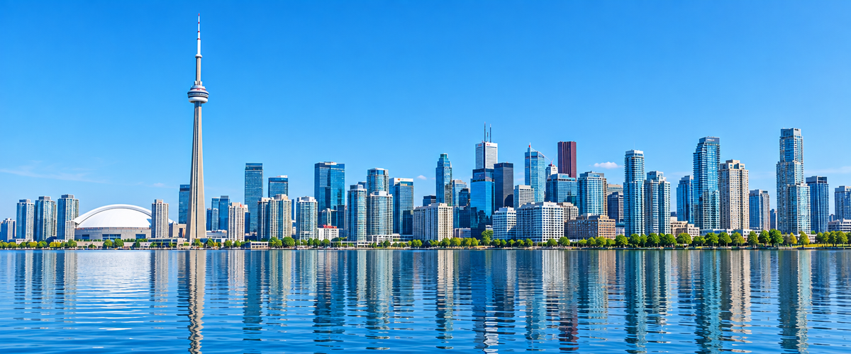 Toronto skyline with the CN Tower across Lake Ontario