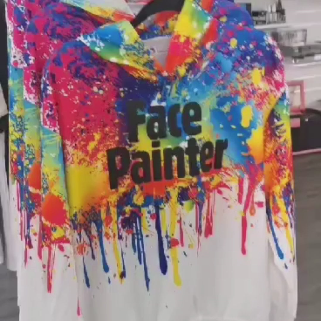 Load video: Rainbow Splash Lighweight Face Painter Hoodie
