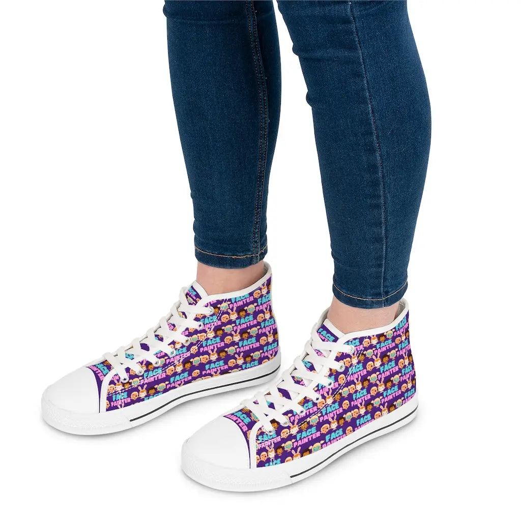 "Purple Parade" - Face Painter Women's High Top Sneakers Printify Shoes The Face Paint Shop Australia buy face paints near me
