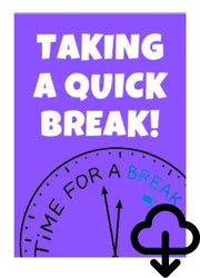 A4 Sign - Taking a Quick Break! (Purple) - Download The Face Paint Shop Advertising & Marketing The Face Paint Shop Australia buy face paints near me