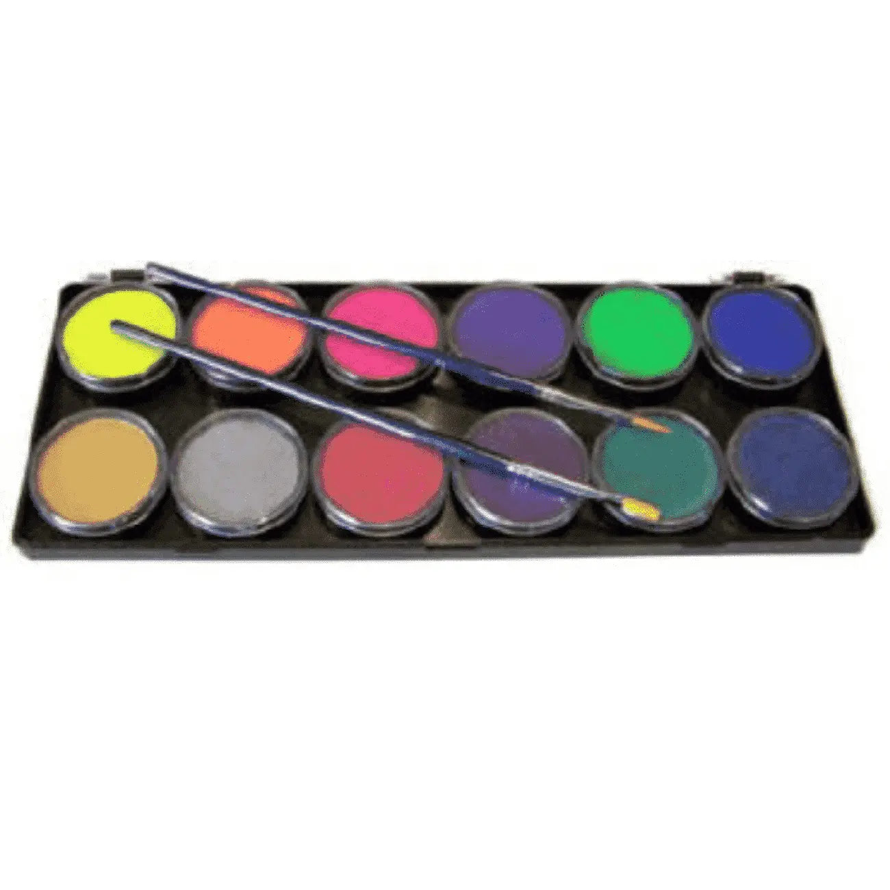 Diamond FX Face Paint Palette - Metallic and Neon UV 12 x 10g + Two FREE brushes! Diamond FX Palette The Face Paint Shop Australia buy face paints near me