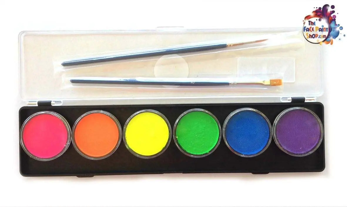 Diamond FX Face Paint Palette - Neon UV Activated 6 x 10g + Two FREE brushes Diamond FX Palette The Face Paint Shop Australia buy face paints near me