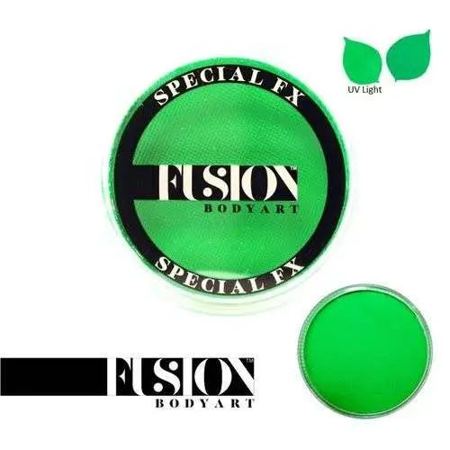 Fusion Body Art Face Paint Cake Neon - Green 32g Fusion BodyArt Face Paint Neon Cake The Face Paint Shop Australia buy face paints near me