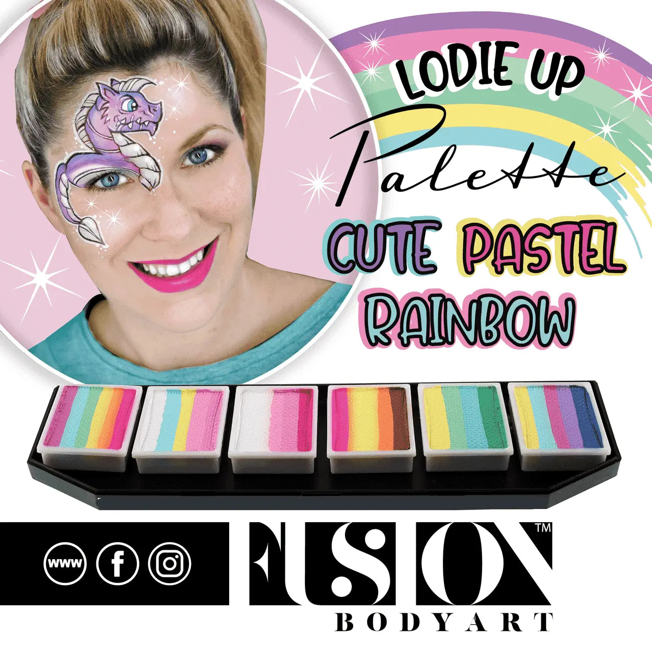 Fusion Body Art Palette - Lodie Up Cute Pastel Rainbow Fusion BodyArt Body Paint & Foundation The Face Paint Shop Australia buy face paints near me