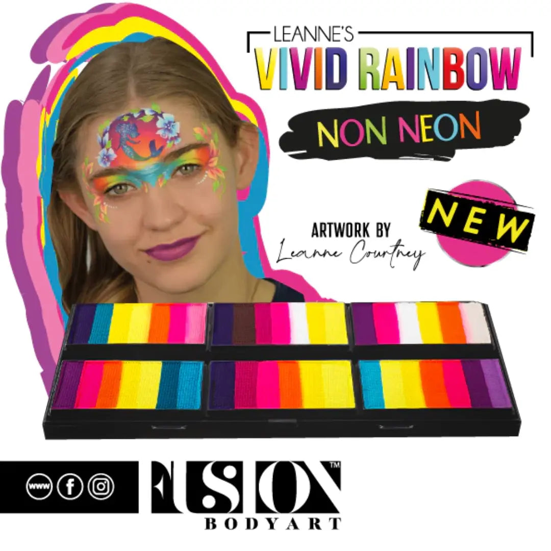 Buy Fusion Body Art Petal Palette - Leanne's Vivid Rainbow Non Neon and professional face & body paint for beginners in Australia. Where to buy face paint near me. 