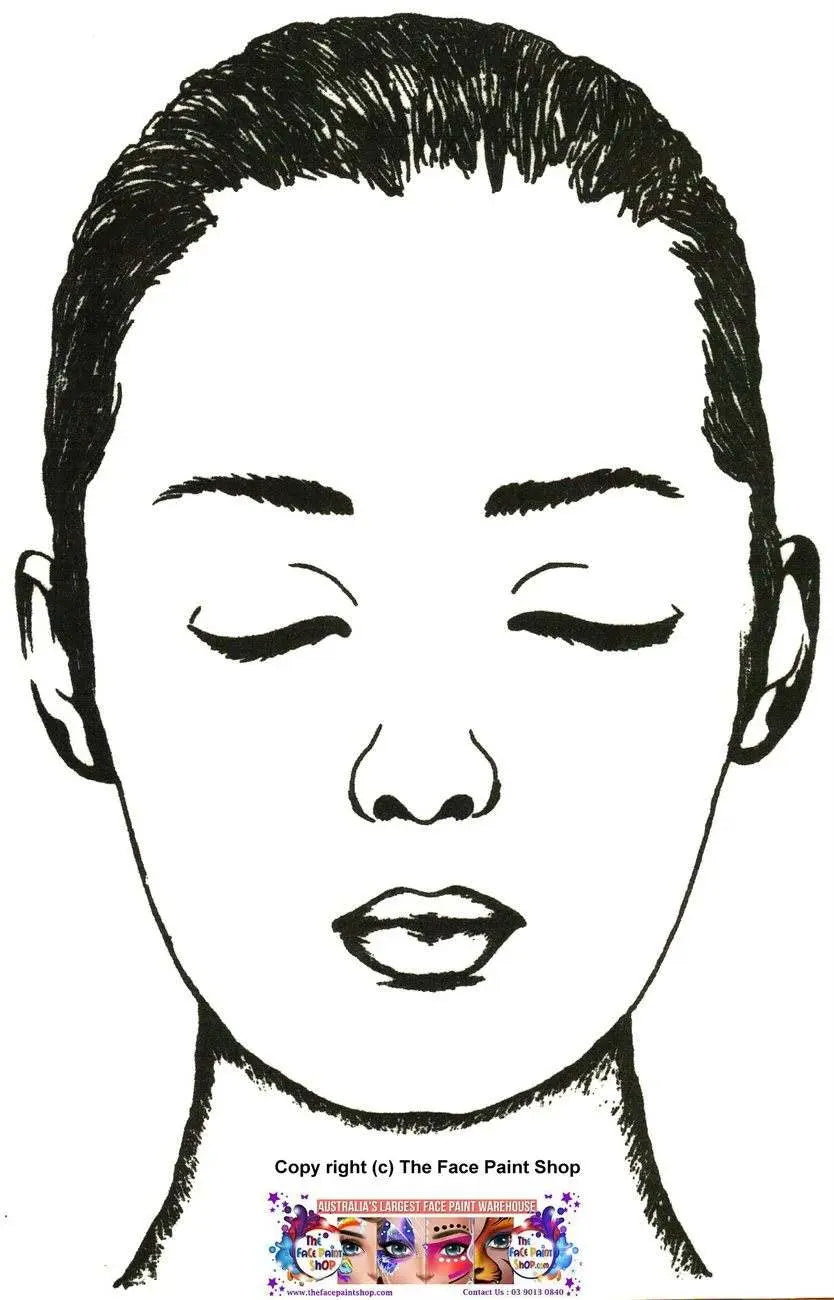 Laminated Face Paint & Make up Practice Face - Original The Face Paint Shop Practice Pads The Face Paint Shop Australia buy face paints near me