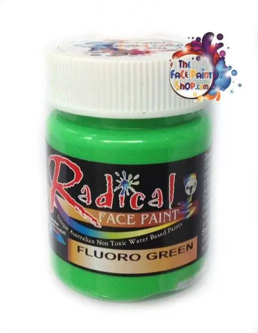 Radical Paints Face Paint 40ml - Fluro Neon UV Green Radical Paints Liquid Paint The Face Paint Shop Australia buy face paints near me