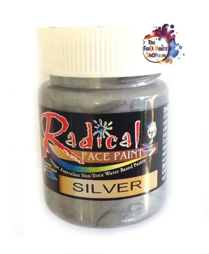 Radical Paints Face Paint 40ml - Silver Radical Paints Liquid Paint The Face Paint Shop Australia buy face paints near me