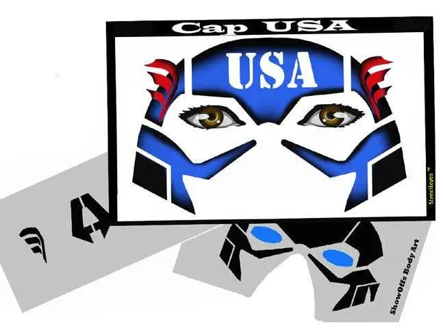 SOBA StencilEyes Face Painting Stencil - Cap USA America Show Offs Body Art Full Face Stencil The Face Paint Shop Australia buy face paints near me
