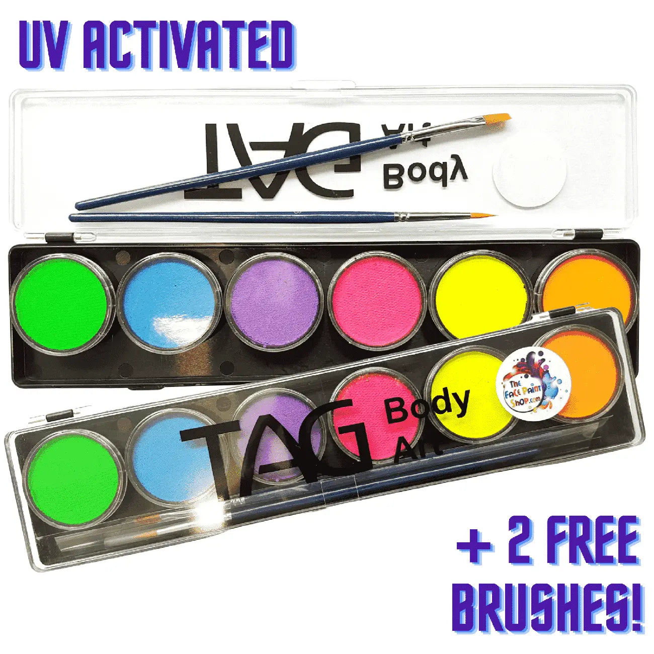 TAG Body Art Face Paint Palette - Neon UV Activated 6 x 10g Tag Body Art Palette The Face Paint Shop Australia buy face paints near me