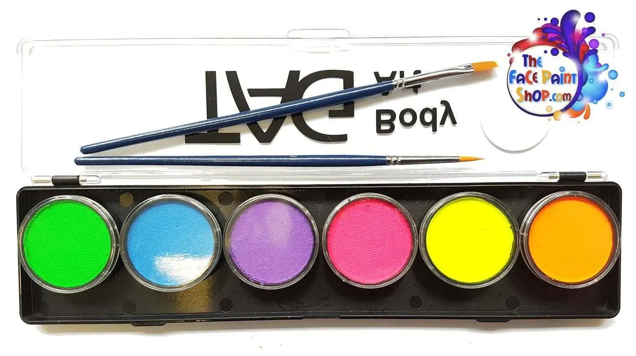 TAG Body Art Face Paint Palette - Neon UV Activated 6 x 10g Tag Body Art Palette The Face Paint Shop Australia buy face paints near me