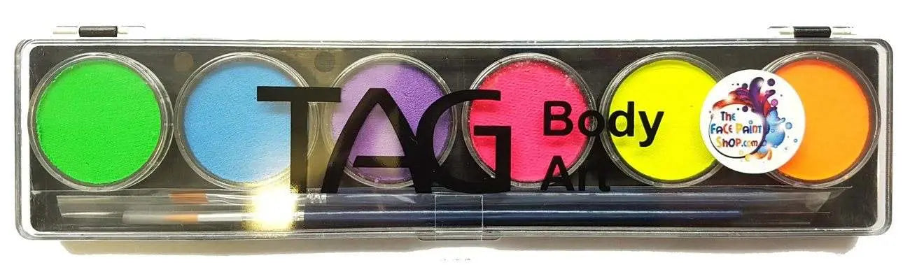 TAG Body Art Face Paint Palette - Neon UV Activated 6 x 10g Tag Body Art Palette The Face Paint Shop Australia buy face paints near me
