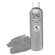 TAG Cosmetic Glitter Bottle 180ml - Holographic Silver Tag Body Art Loose Glitter The Face Paint Shop Australia buy face paints near me