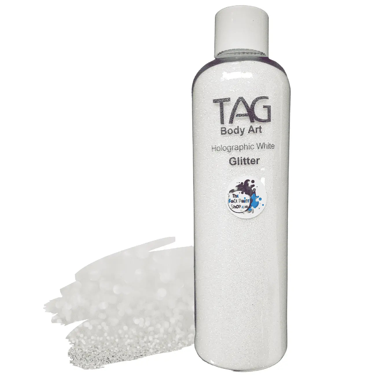 TAG Cosmetic Glitter Bottle 180ml - Holographic White Tag Body Art Loose Glitter The Face Paint Shop Australia buy face paints near me