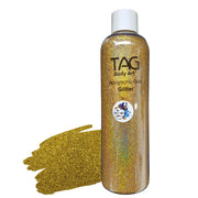 TAG Cosmetic Glitter Bulk Bottle 180ml - Holographic Gold Tag Body Art Loose Glitter The Face Paint Shop Australia buy face paints near me