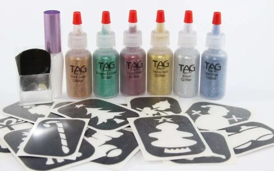 TAG Glitter Tattoo Kit - Christmas Tag Body Art Glitter Tattoo Kit The Face Paint Shop Australia buy face paints near me