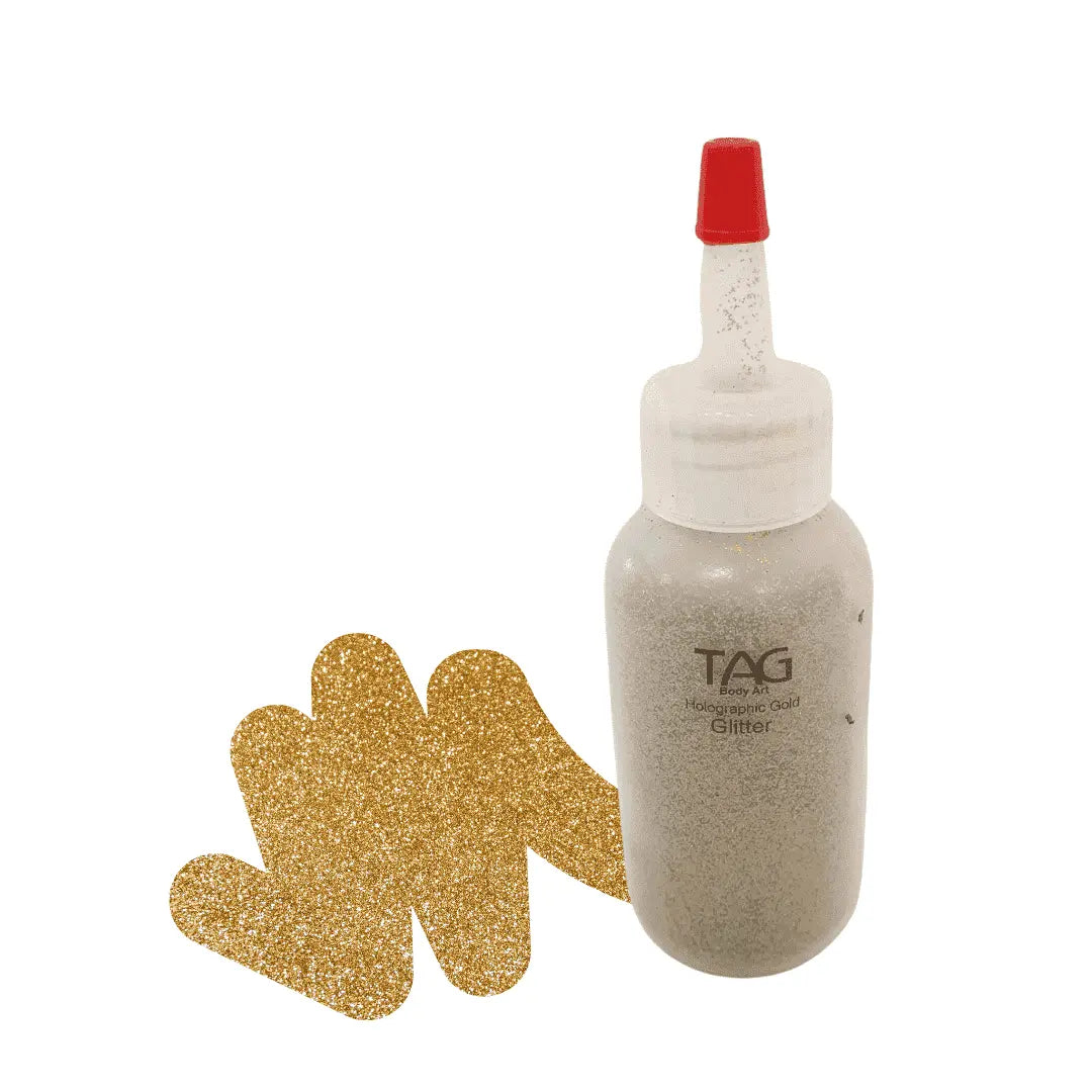 TAG Puff Glitter 60ml Puffer Bottle - Holographic Gold Tag Body Art Loose Glitter The Face Paint Shop Australia buy face paints near me